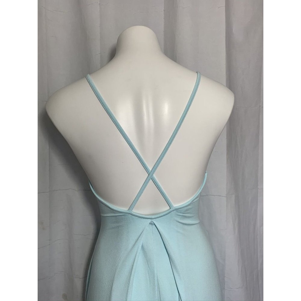 ASOS Fit Flare Dress Light Blue Size 6 Backless‎ Straps Summer Beach Knee Length - Picture 2 of 12